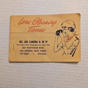Vintage Lens Cleaning Tissue Pack Unused Los Angeles Bel Air Camera Illustration